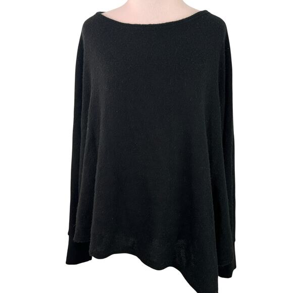 Kavu Sweaters - Kavu Wilhelmina Asymmetrical Black Sweater Dolman Long Sleeve Top Size One Size